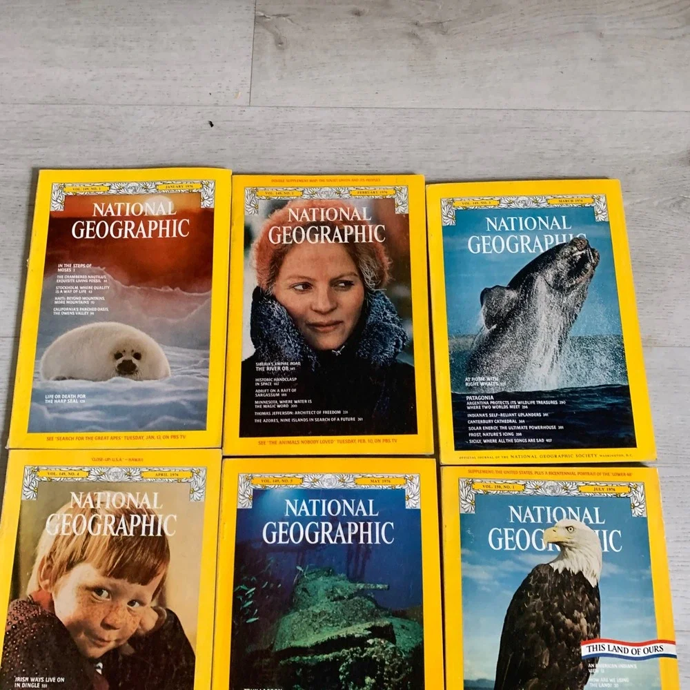 Vintage National Geographic 1976 Magazine Lot 9 Issues Bicentennial Year Vintage